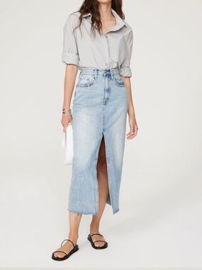 Pistola Alice Light Wash Blue Denim Skirt